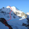 Älteres Wandfoto mit der heute begangenen Route Älteres Wandfoto mit der heute begangenen Route